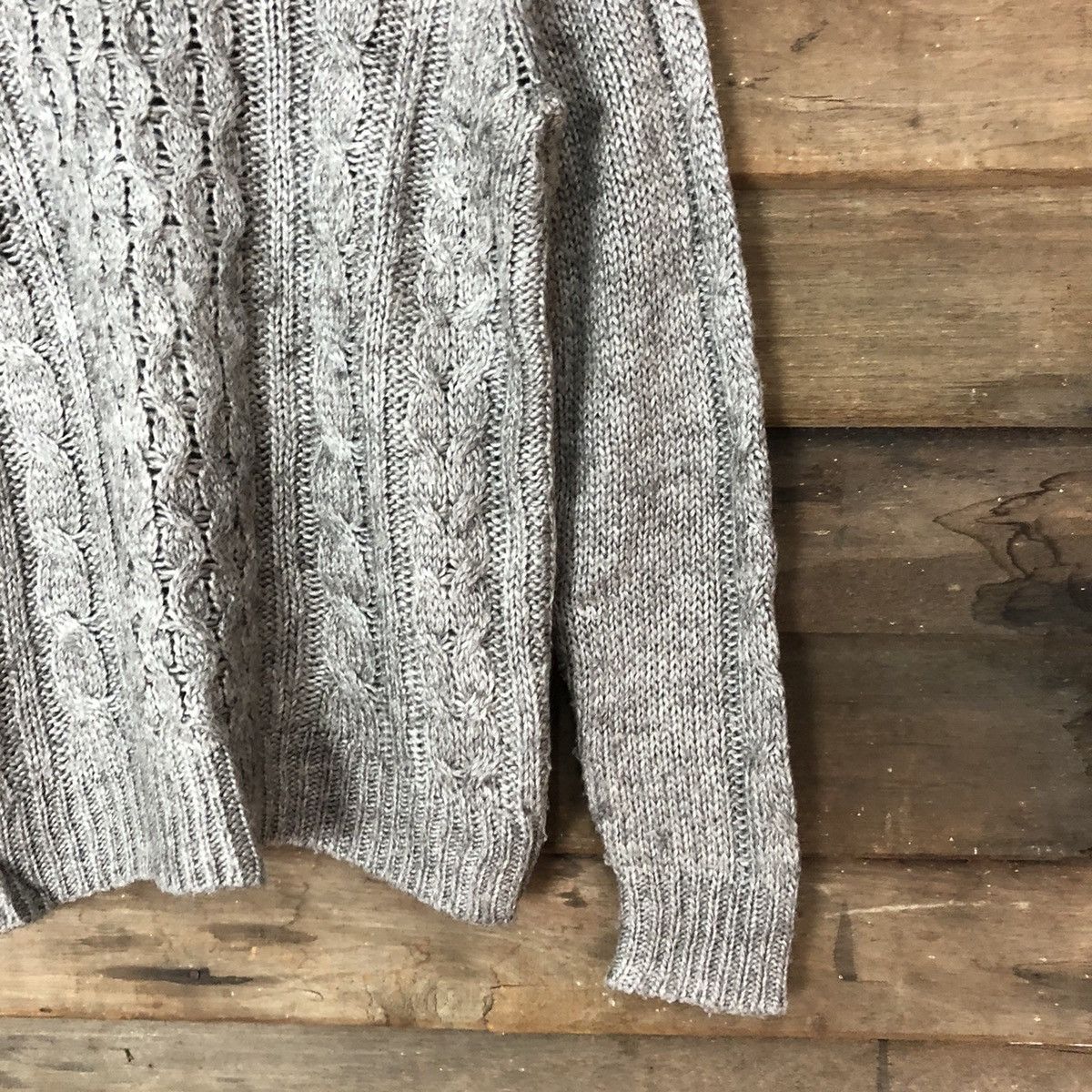 Aran Isles Knitwear × Japanese Brand × Vintage Earth & Music Ecology Grey Knitwear sweatshirt #378B Size US XS / EU 42 / 0 - 5 Thumbnail