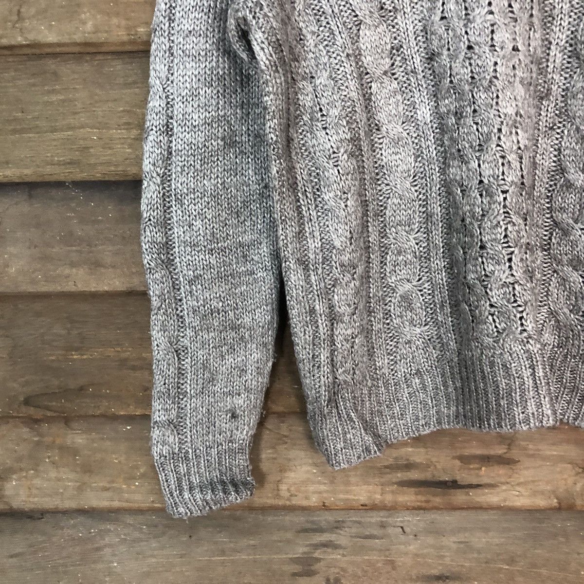 Aran Isles Knitwear × Japanese Brand × Vintage Earth & Music Ecology Grey Knitwear sweatshirt #378B Size US XS / EU 42 / 0 - 4 Thumbnail