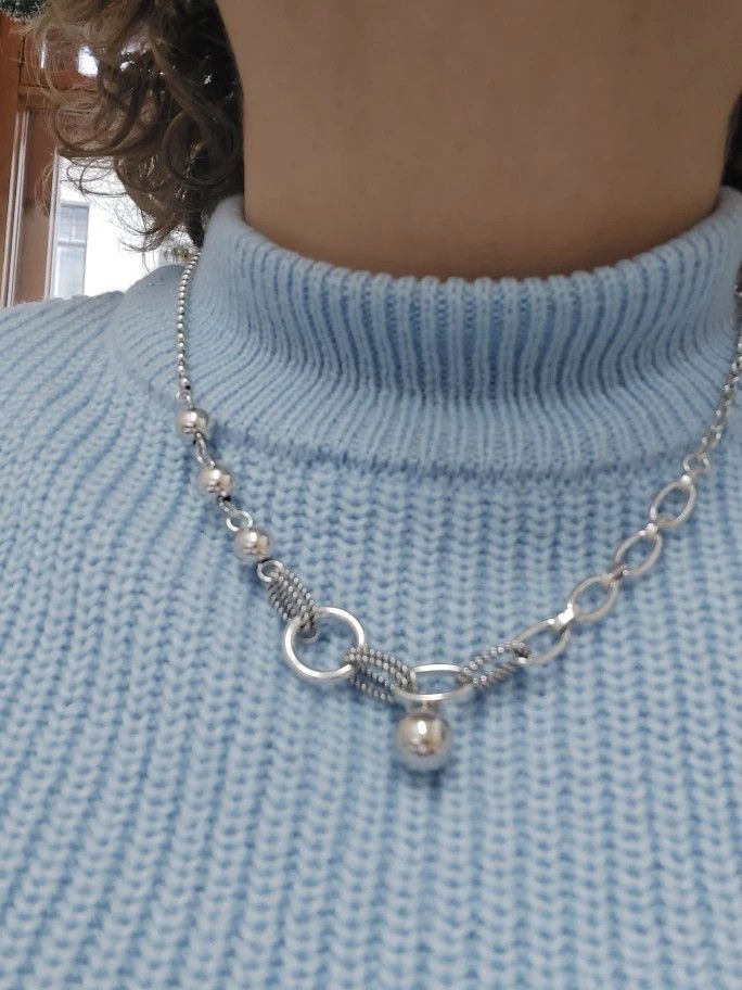 Jewelry Silver Bead Necklace Size ONE SIZE - 3 Thumbnail