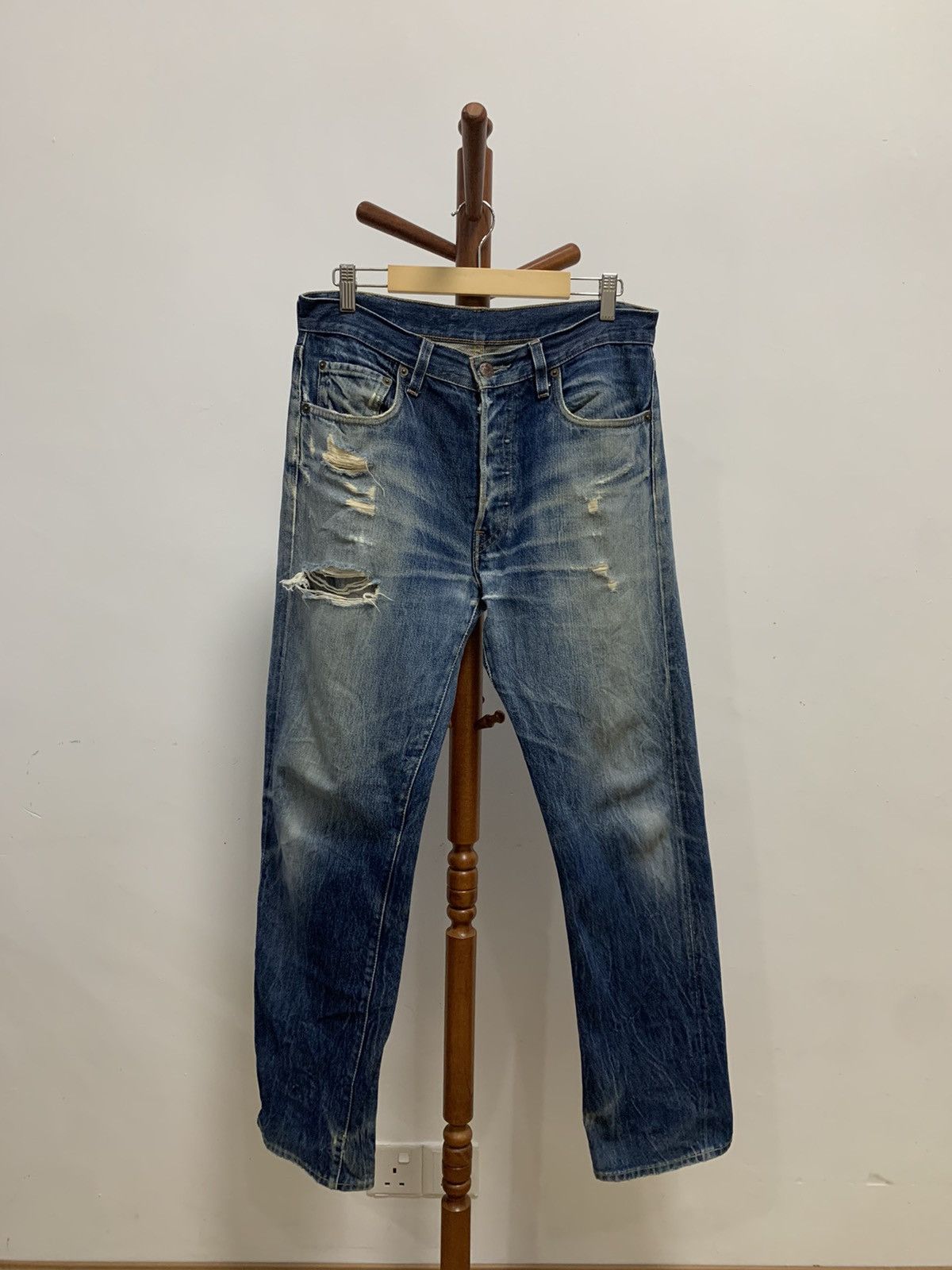 image of 501 Big E Selvedge Distressed Denim, Men's (Size 30)