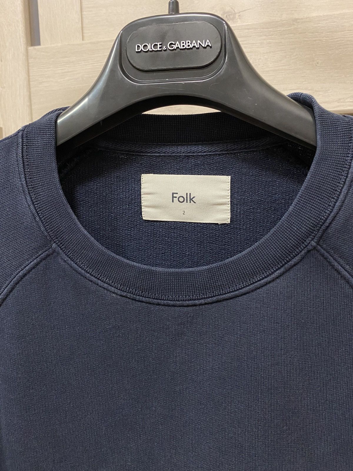 Folk Folk Navy Washed Cotton Crew Neck Long Sleeve Sweatshirt Size US M / EU 48-50 / 2 - 4 Thumbnail