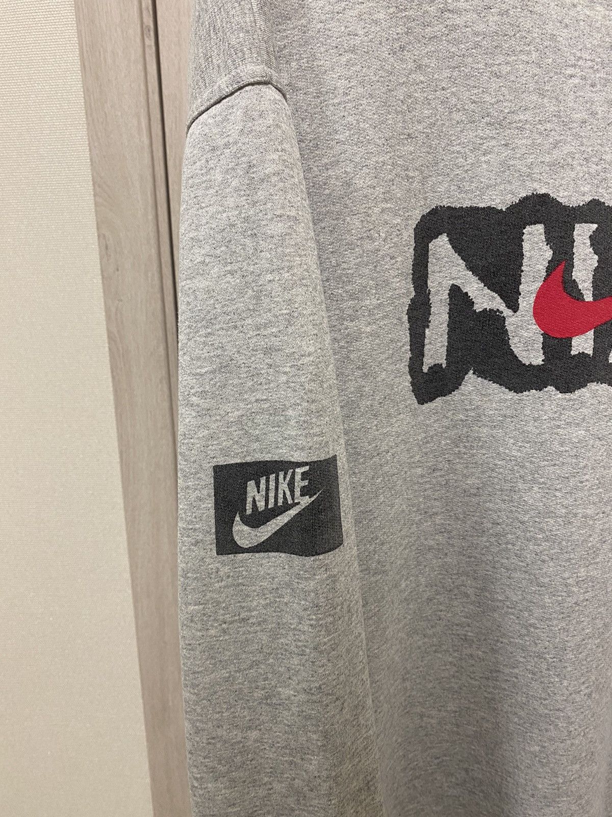 Nike × Vintage Nike Vintage Swoosh Grey Crew Neck Cotton Sweatshirt Size US XL / EU 56 / 4 - 4 Thumbnail