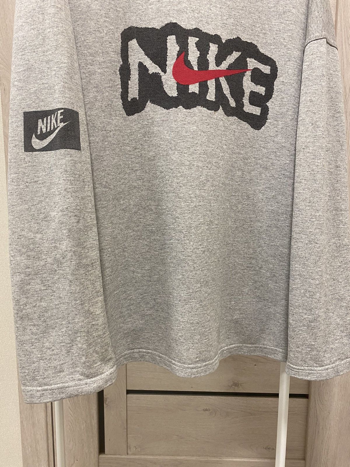 Nike × Vintage Nike Vintage Swoosh Grey Crew Neck Cotton Sweatshirt Size US XL / EU 56 / 4 - 6 Thumbnail
