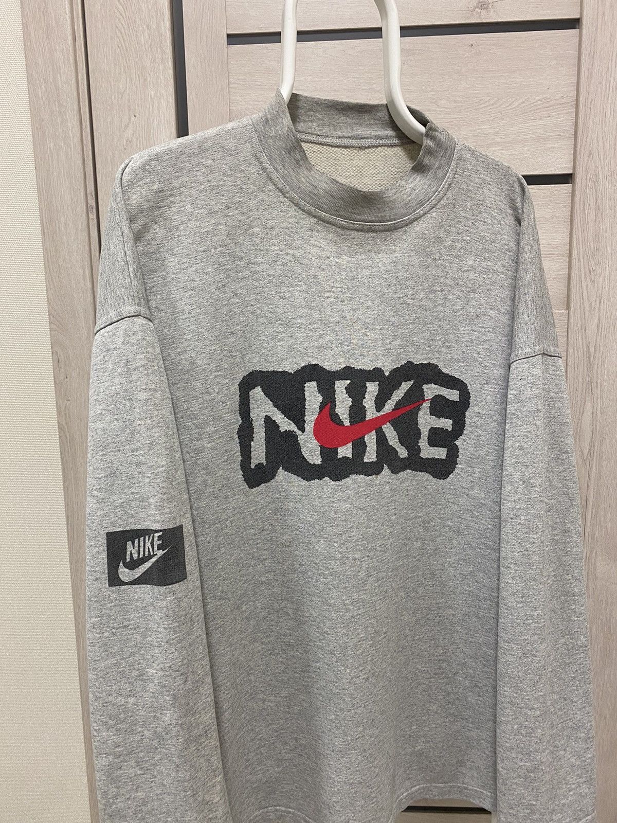 Nike × Vintage Nike Vintage Swoosh Grey Crew Neck Cotton Sweatshirt Size US XL / EU 56 / 4 - 2 Thumbnail