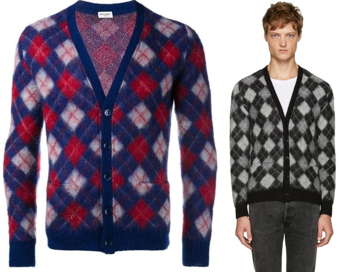 Saint Laurent Paris 16FW Mohair Argyle Cardigan sz L(fits for men sz44) Size US S / EU 44-46 / 1 - 8 Thumbnail