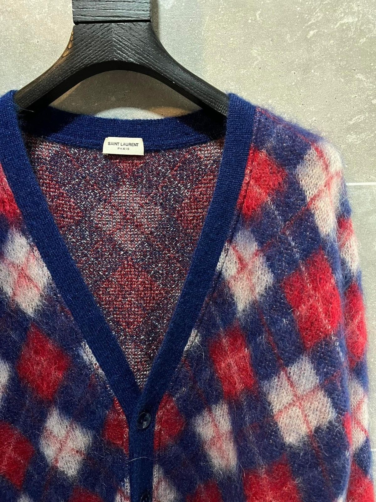 Saint Laurent Paris 16FW Mohair Argyle Cardigan sz L(fits for men sz44) Size US S / EU 44-46 / 1 - 2 Thumbnail