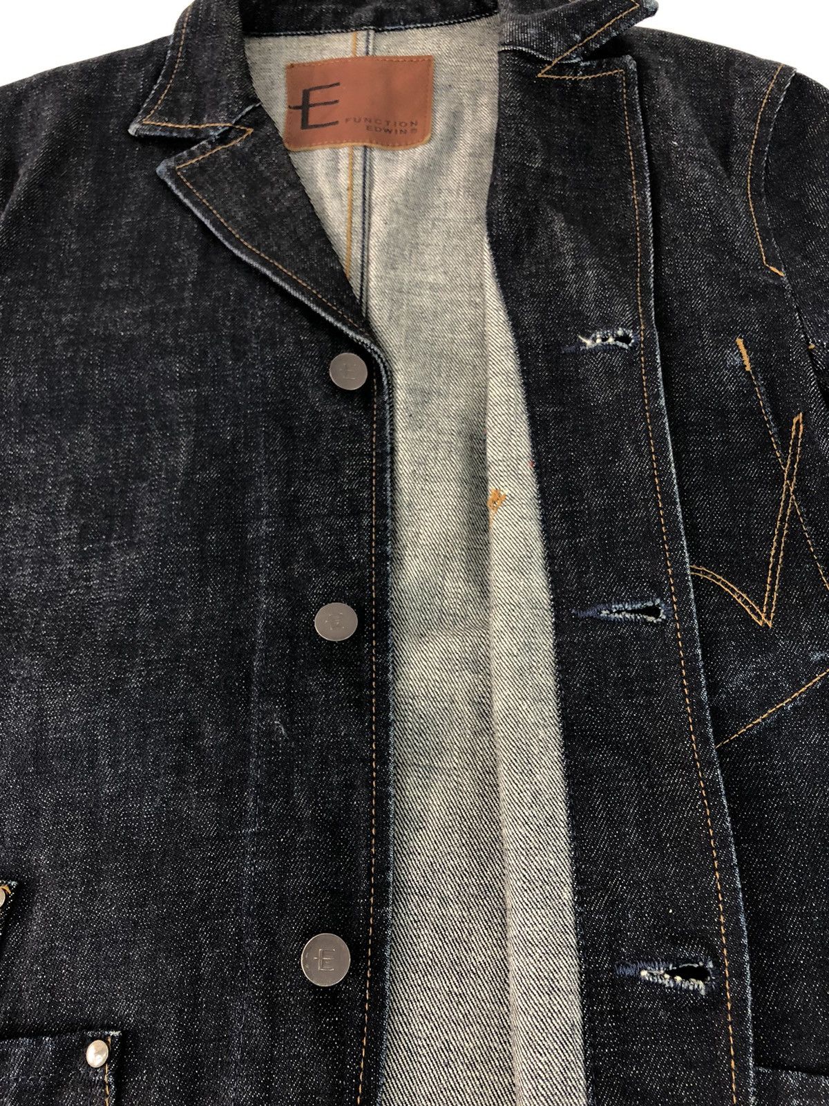 Edwin × Vintage 90s Hype Edwin Function Indigo Button Design Denim Jacket Size US M / EU 48-50 / 2 - 7 Thumbnail