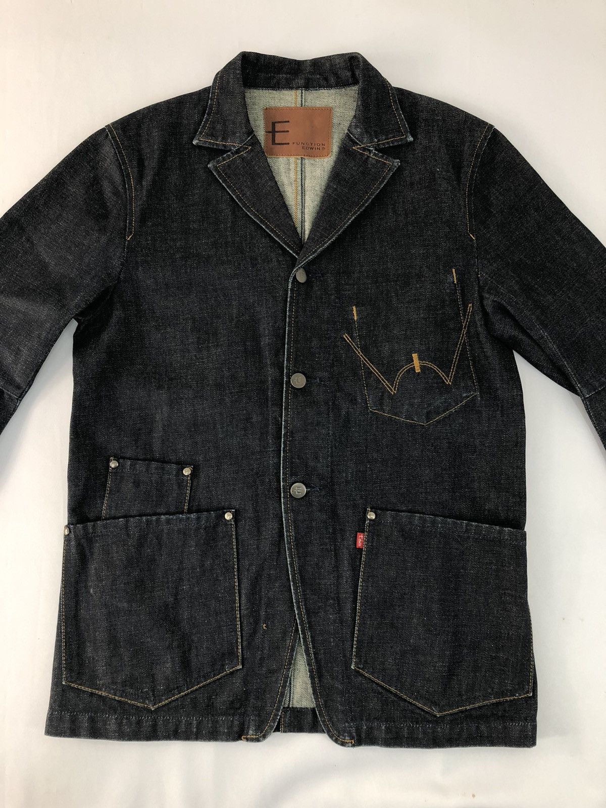 Edwin × Vintage 90s Hype Edwin Function Indigo Button Design Denim Jacket Size US M / EU 48-50 / 2 - 3 Thumbnail