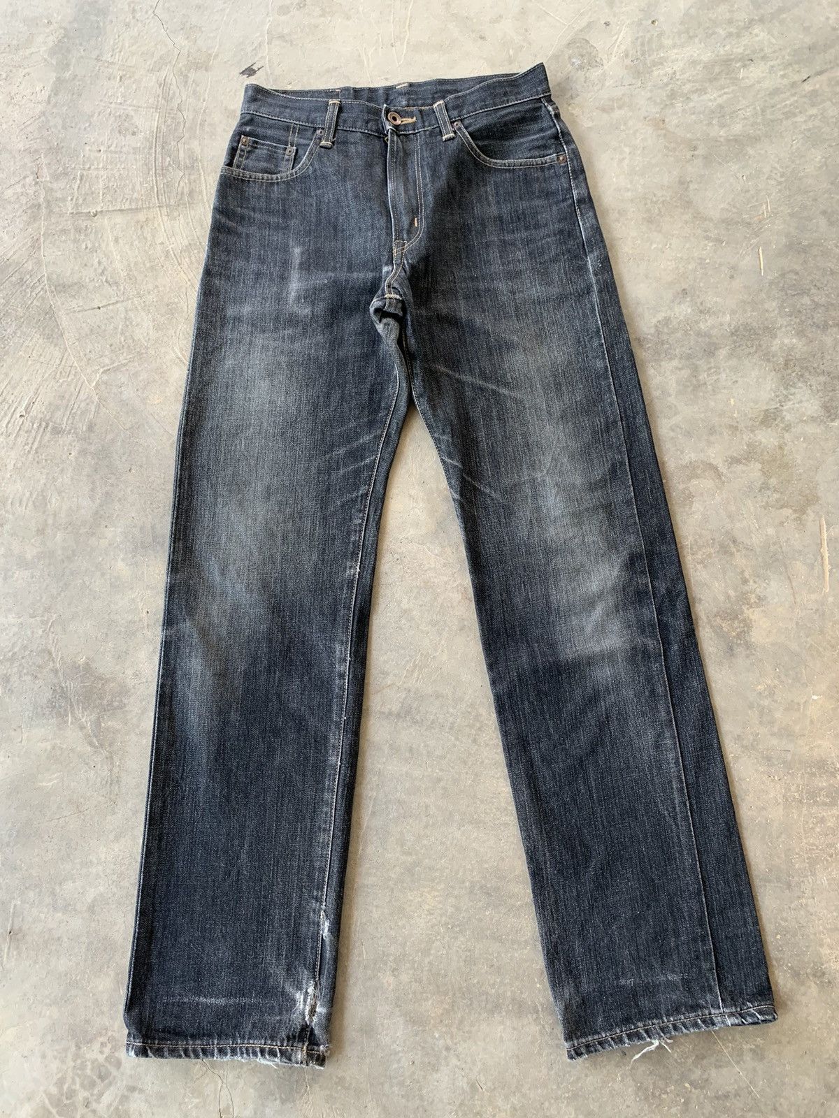 image of Vintage Edwin 505Xx Selvedge Distressed Denim in Black, Men's (Size 29)