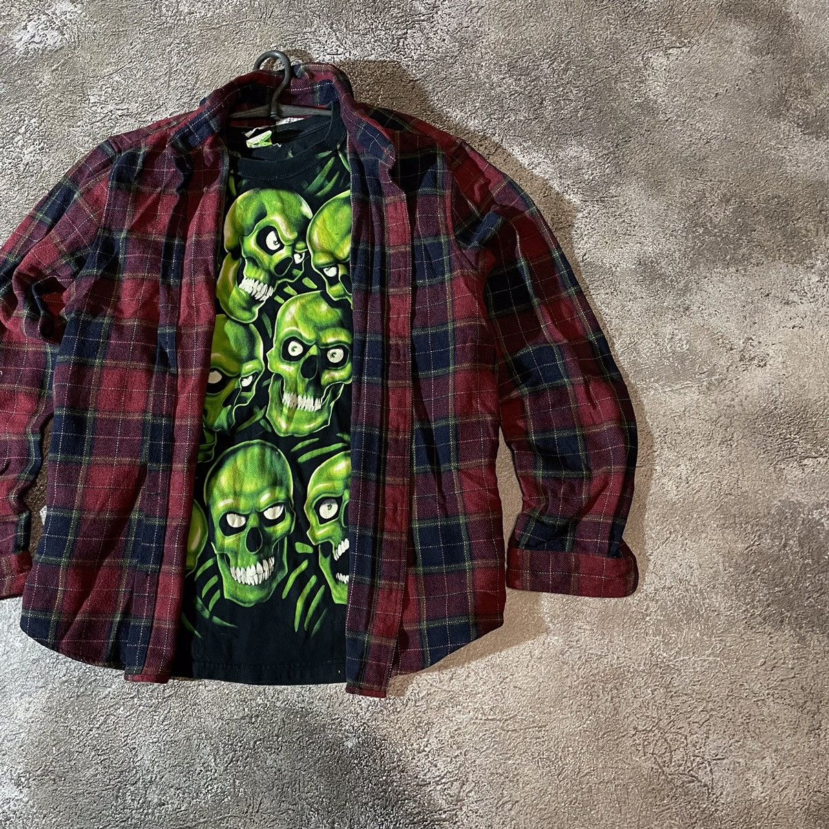 Vintage Vintage 90s Plaid Shirt Graphic Tee Grunge Streetwear XXL Size US XXL / EU 58 / 5 - 2 Thumbnail