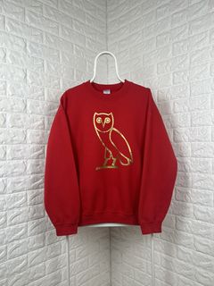 2012 OCTOBER'S VERY OWN OVO OWL LOGO HOODIE SWEATSHIRT DRAKE RED GOLD SMALL  S
