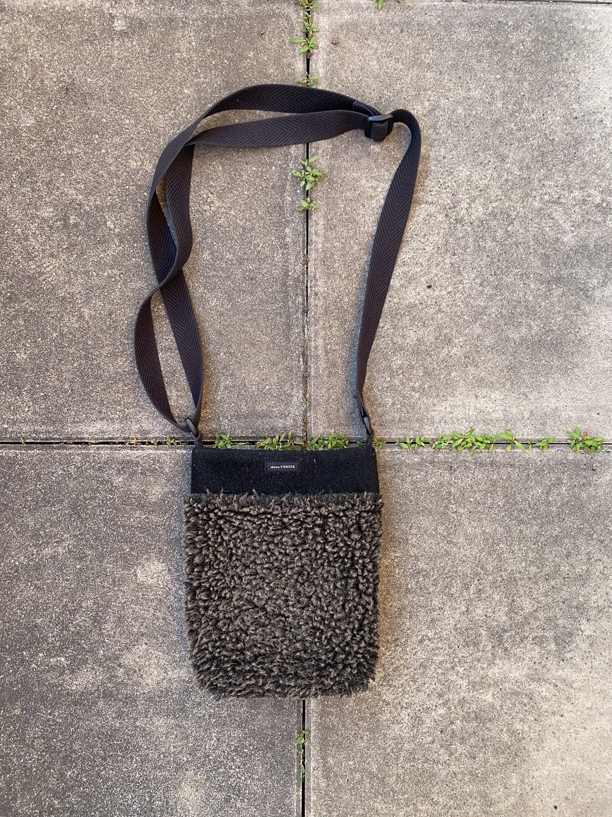 image of Yohji Yamamoto Doux Y'saccs Fluffy Fur Crossbody Bag in Black, Men's