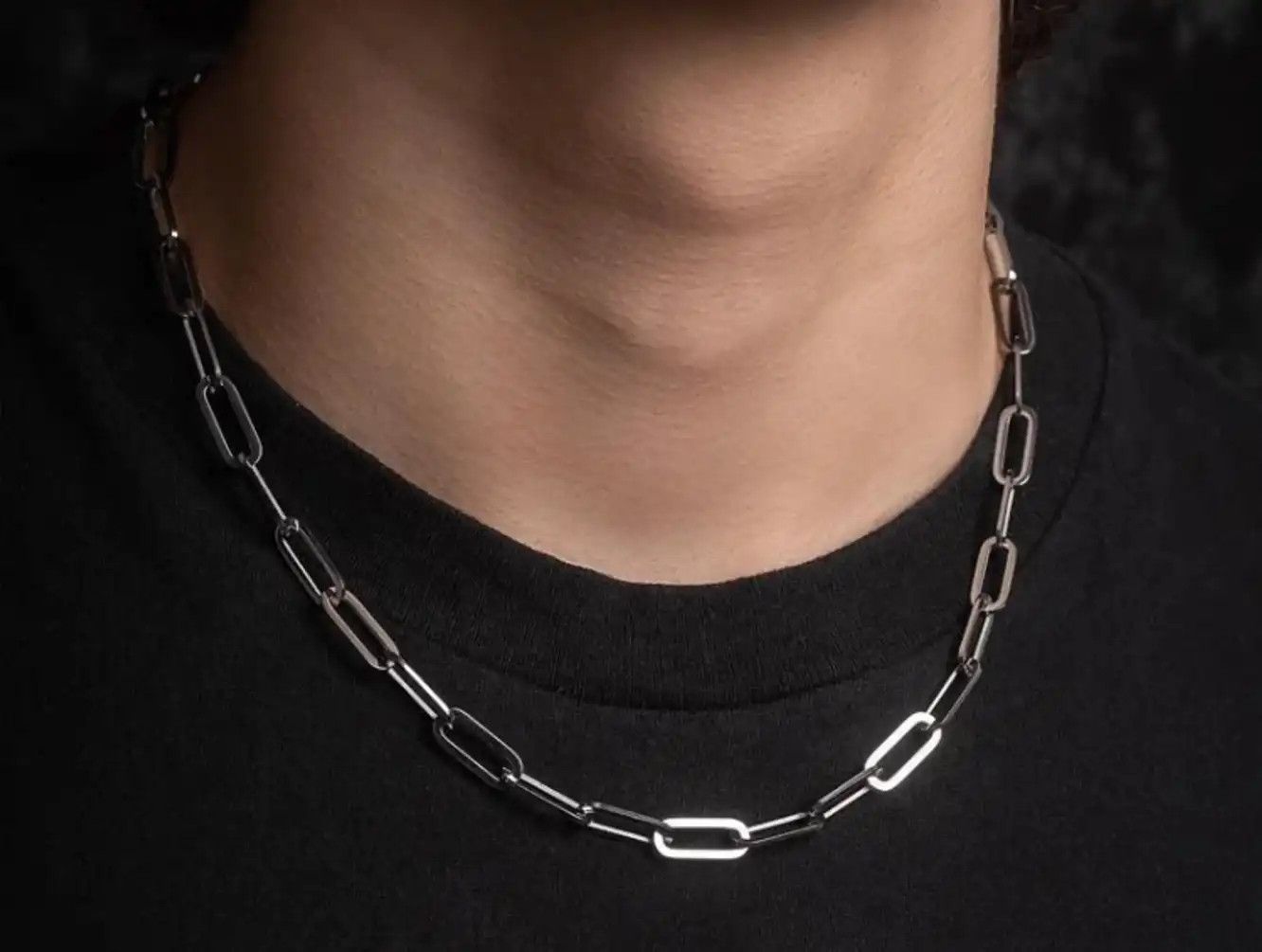 Jewelry 55 CM Silver Color Block Chain Necklace Size ONE SIZE - 5 Thumbnail