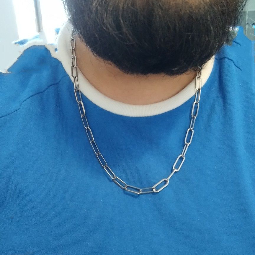 Jewelry 55 CM Silver Color Block Chain Necklace Size ONE SIZE - 1 Thumbnail
