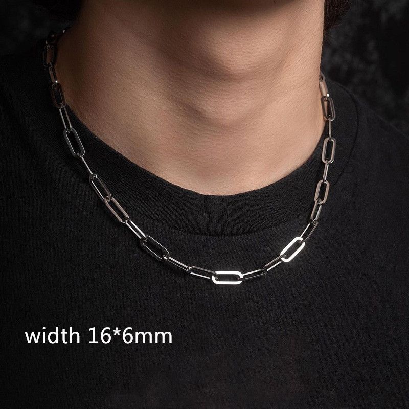 Jewelry 55 CM Silver Color Block Chain Necklace Size ONE SIZE - 4 Thumbnail