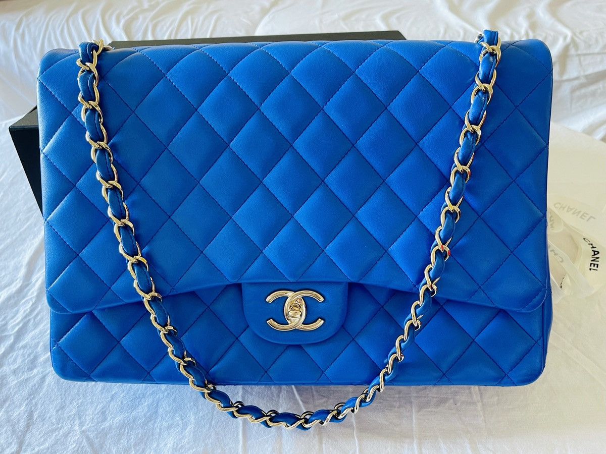 Chanel Stunning Royal Blue Chanel Timeless Classic Maxi Leather Bag Size ONE SIZE - 3 Thumbnail
