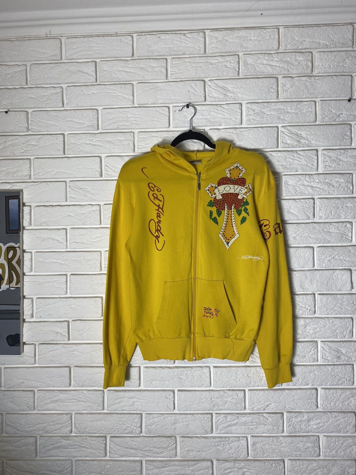 Christian Audigier × Ed Hardy × Vintage Ed Hardy vintage zip up hoodie yellow Christian Audiger Size US S / EU 44-46 / 1 - 1 Thumbnail