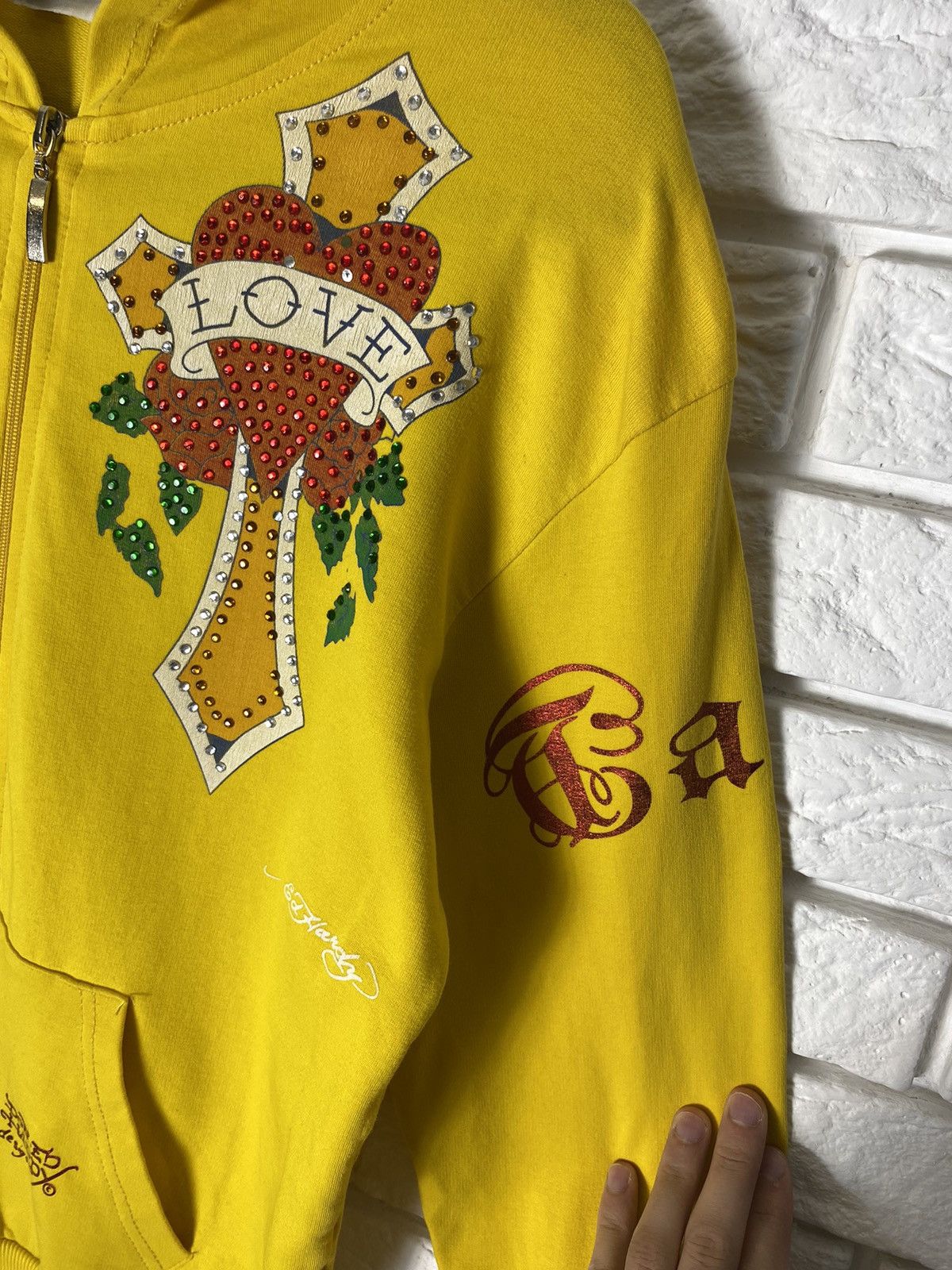 Christian Audigier × Ed Hardy × Vintage Ed Hardy vintage zip up hoodie yellow Christian Audiger Size US S / EU 44-46 / 1 - 4 Thumbnail