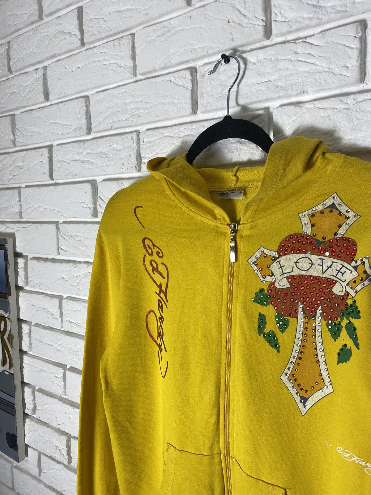 Christian Audigier × Ed Hardy × Vintage Ed Hardy vintage zip up hoodie yellow Christian Audiger Size US S / EU 44-46 / 1 - 3 Thumbnail