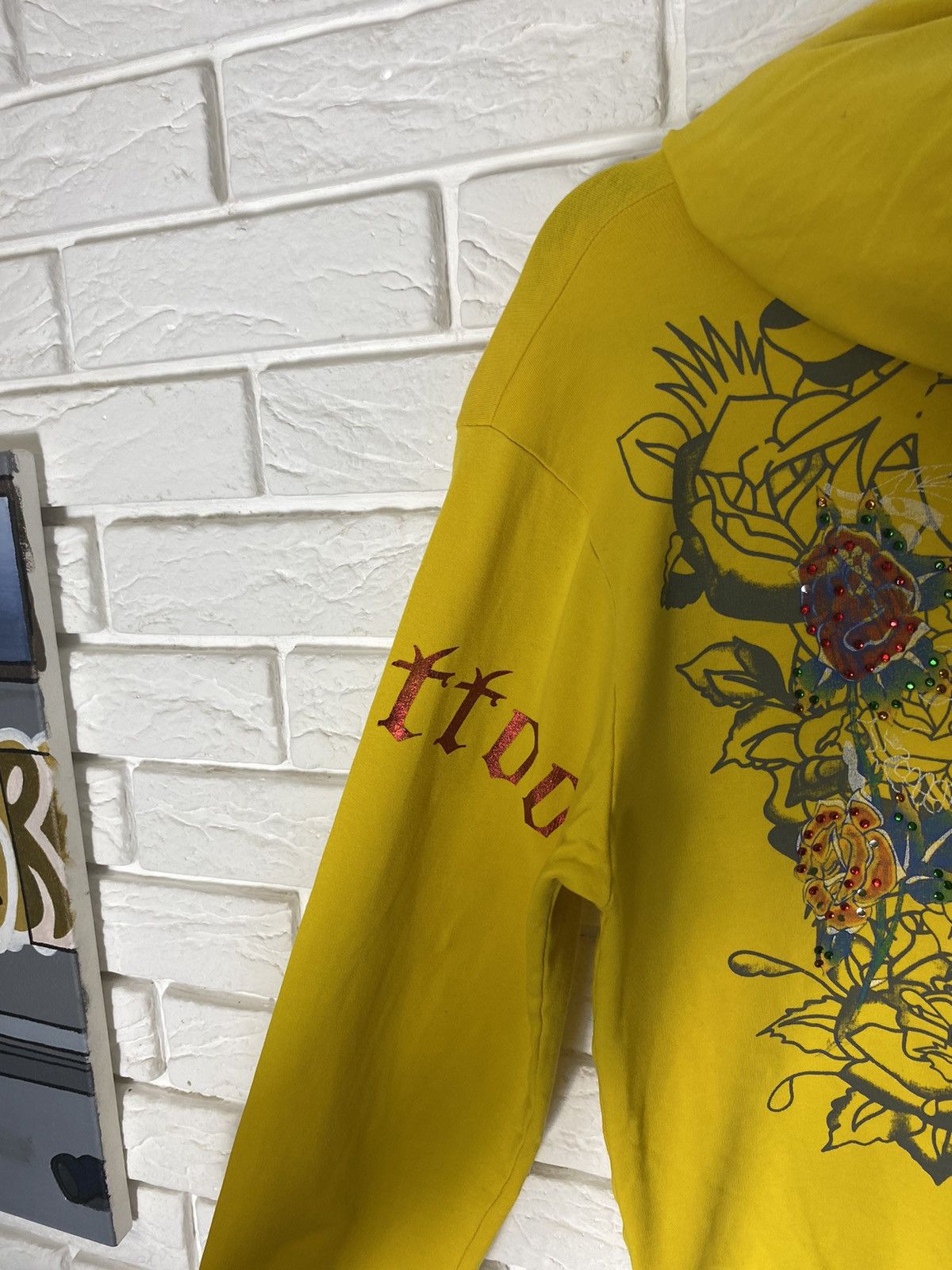 Christian Audigier × Ed Hardy × Vintage Ed Hardy vintage zip up hoodie yellow Christian Audiger Size US S / EU 44-46 / 1 - 8 Thumbnail