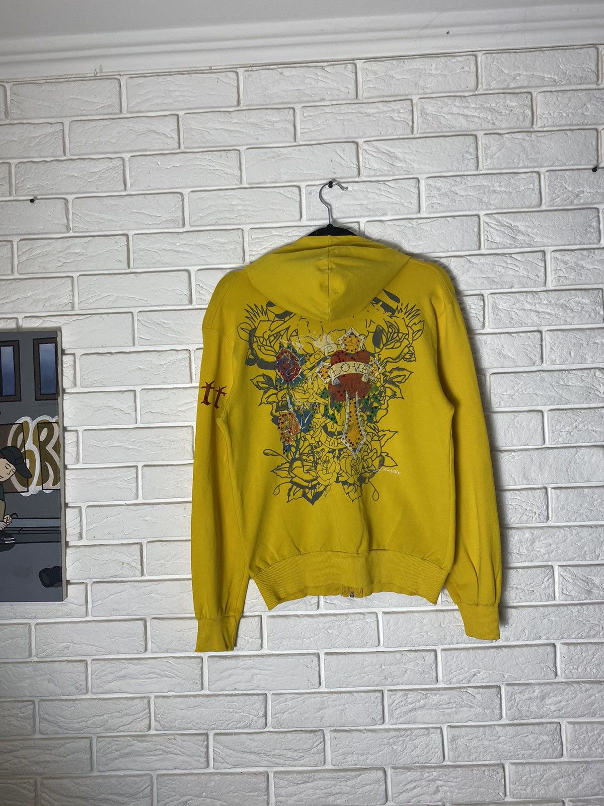 Christian Audigier × Ed Hardy × Vintage Ed Hardy vintage zip up hoodie yellow Christian Audiger Size US S / EU 44-46 / 1 - 6 Thumbnail
