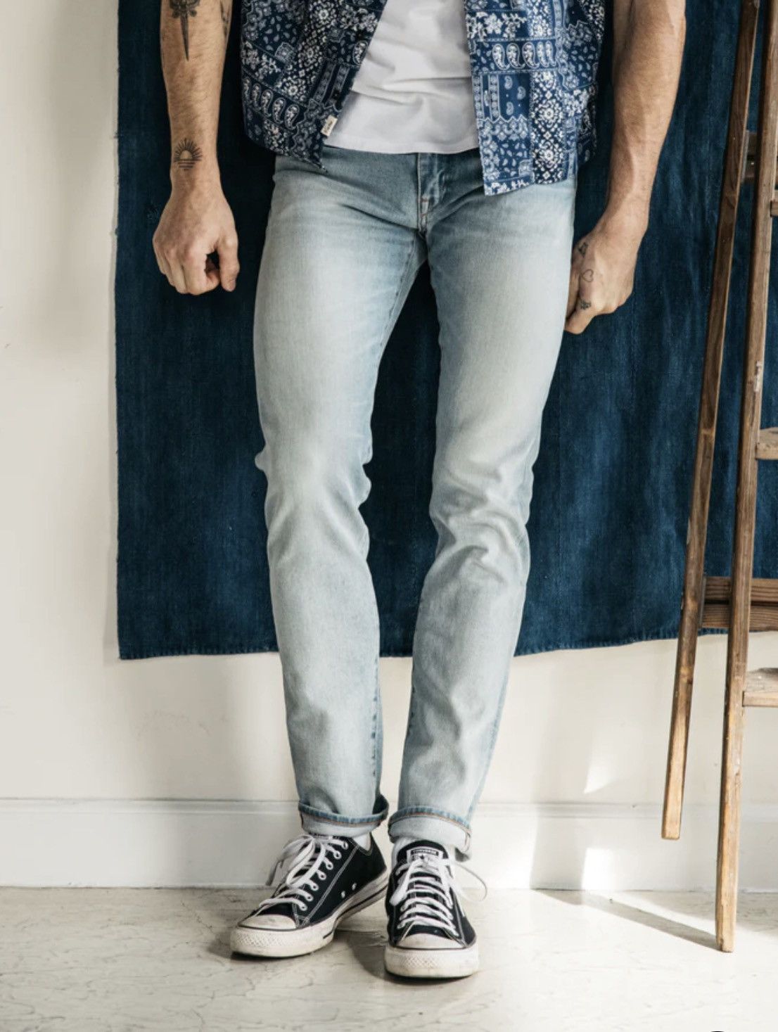 Hiroshi Kato Brand “The Pen” Slim Blue Jeans