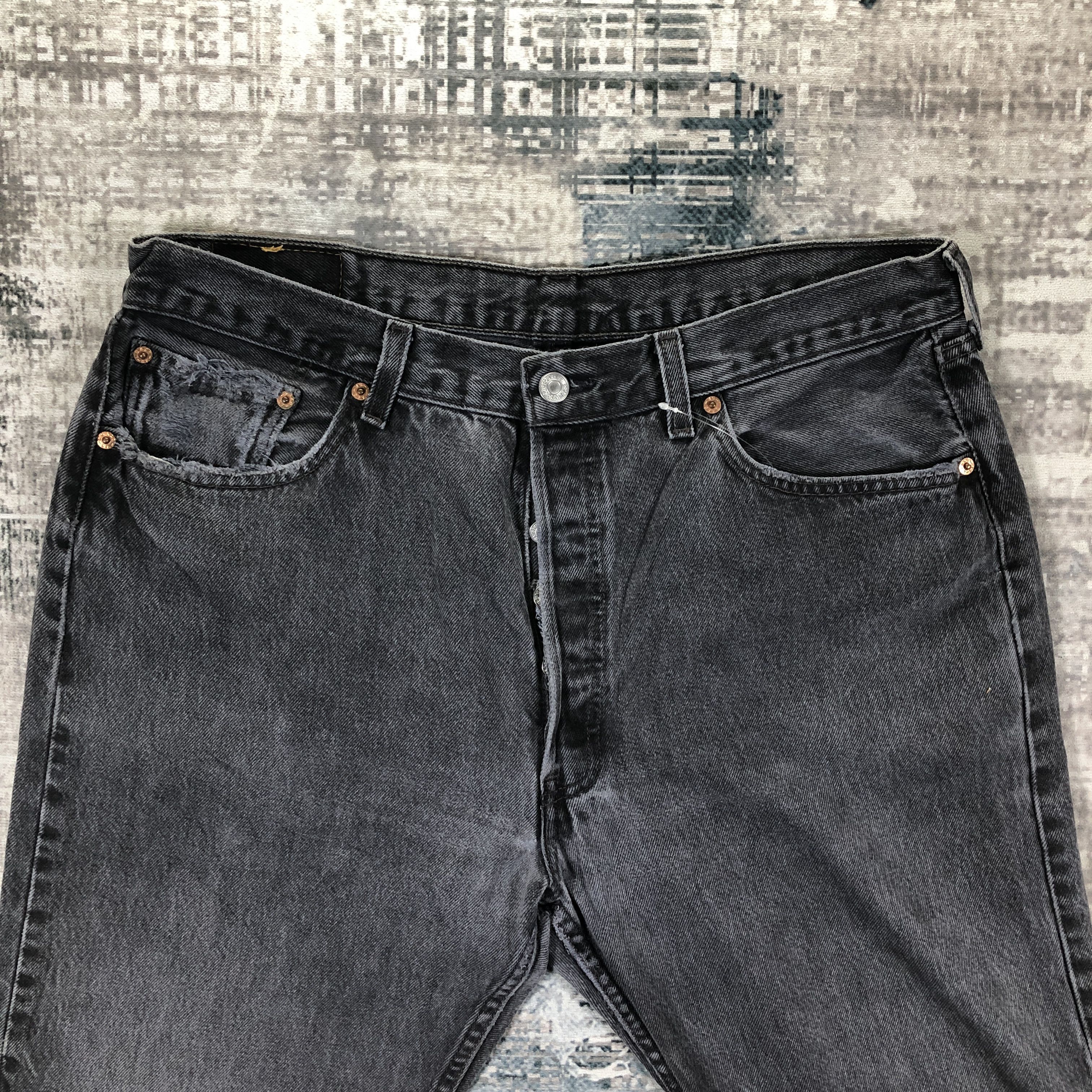 Levi's × Vintage Vintage Levis 501 Jeans Faded Black Denim Size US 34 / EU 50 - 3 Thumbnail