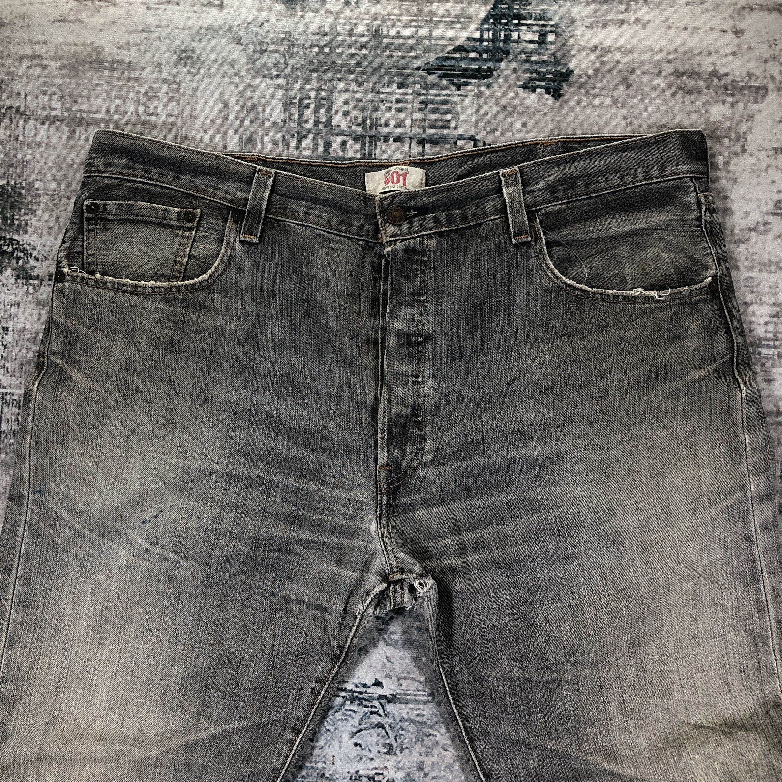 Levi's × Vintage Vintage Levis 501 Jeans Faded Black Denim Size US 41 - 3 Thumbnail