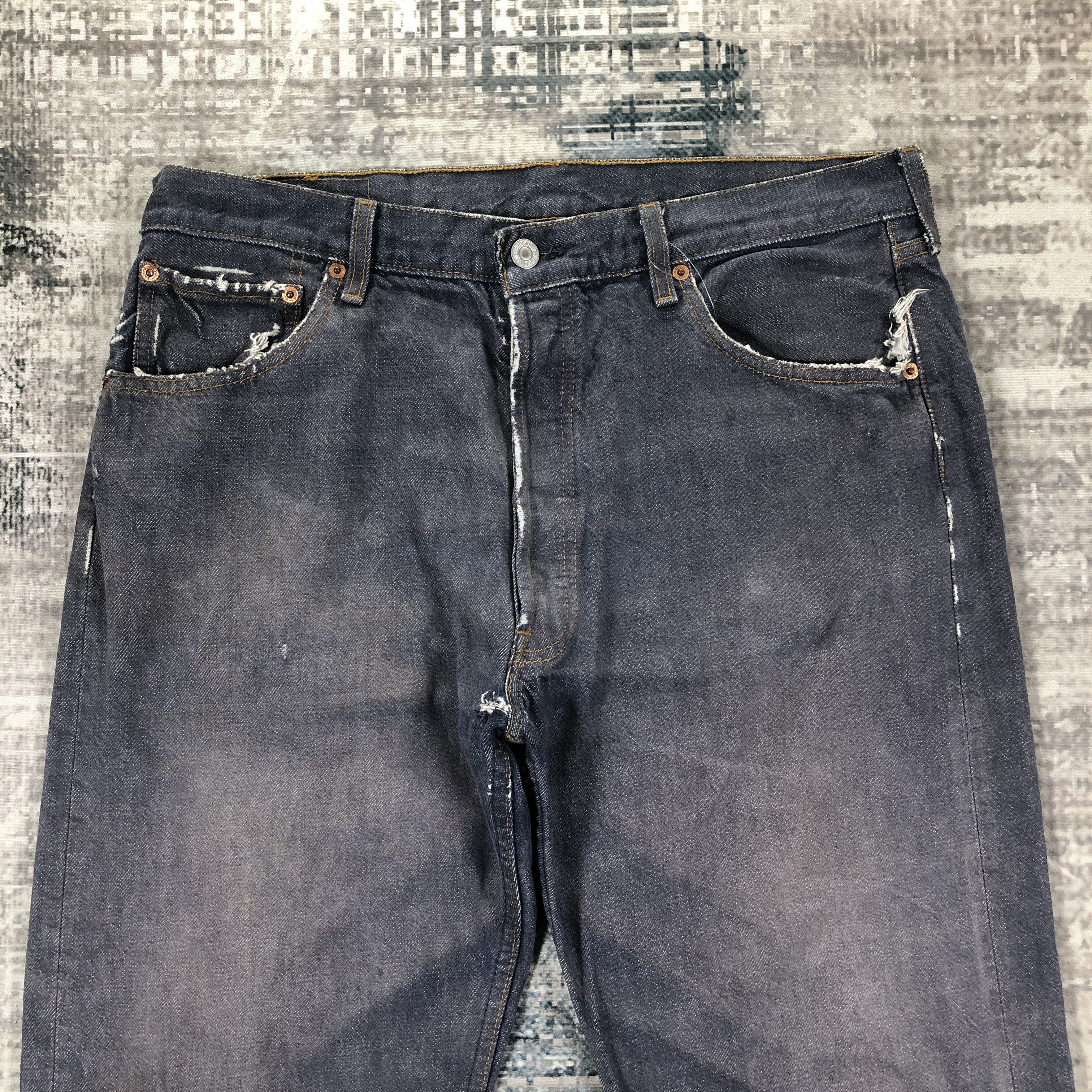 Levi's × Vintage Vintage Levis 501 Jeans Faded Black Size US 34 / EU 50 - 3 Thumbnail