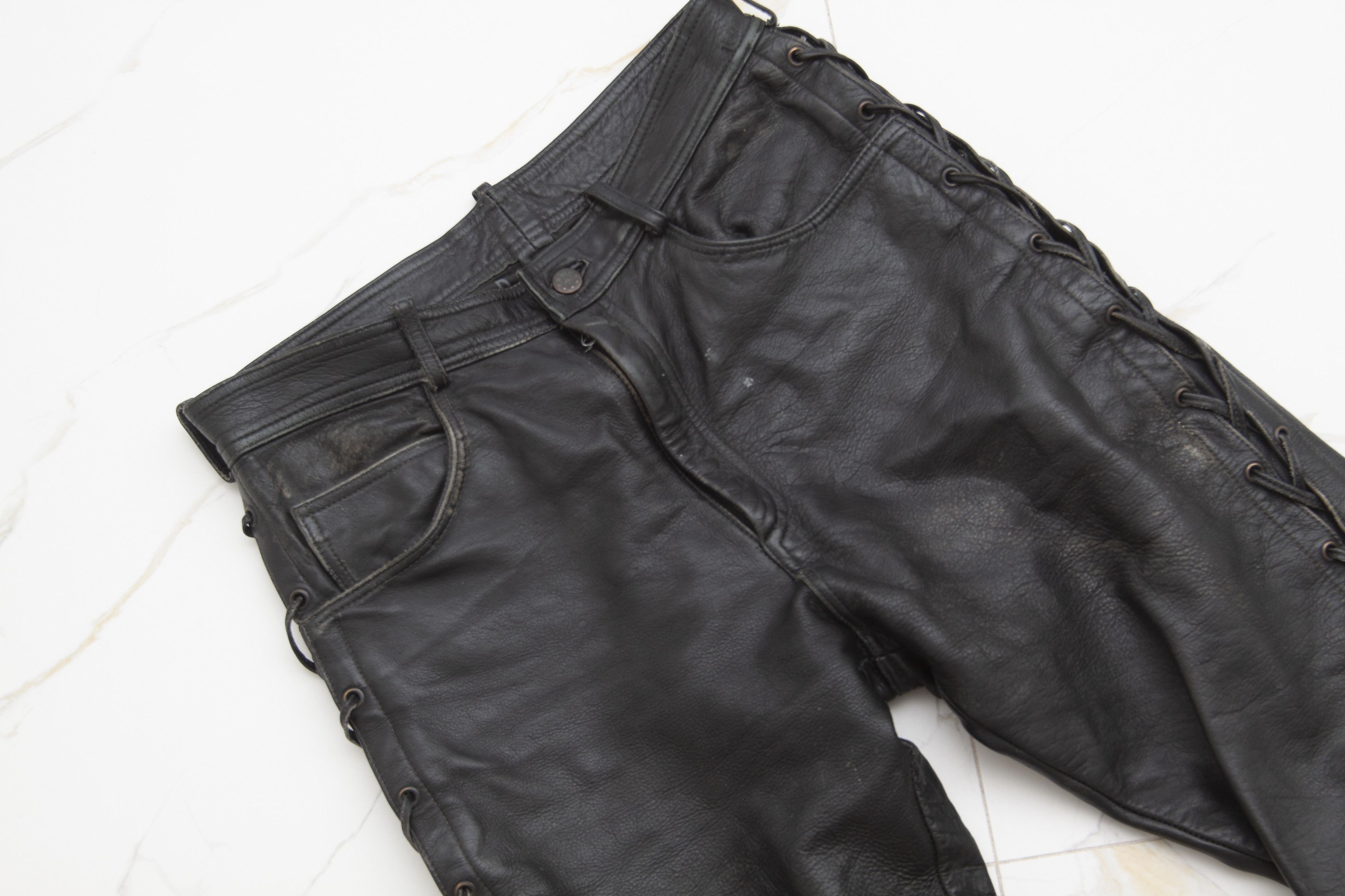 Leather × Vintage Vintage Leather Bondage Cowboy Pants Moto Trousers Y2K Size US 32 / EU 48 - 2 Thumbnail