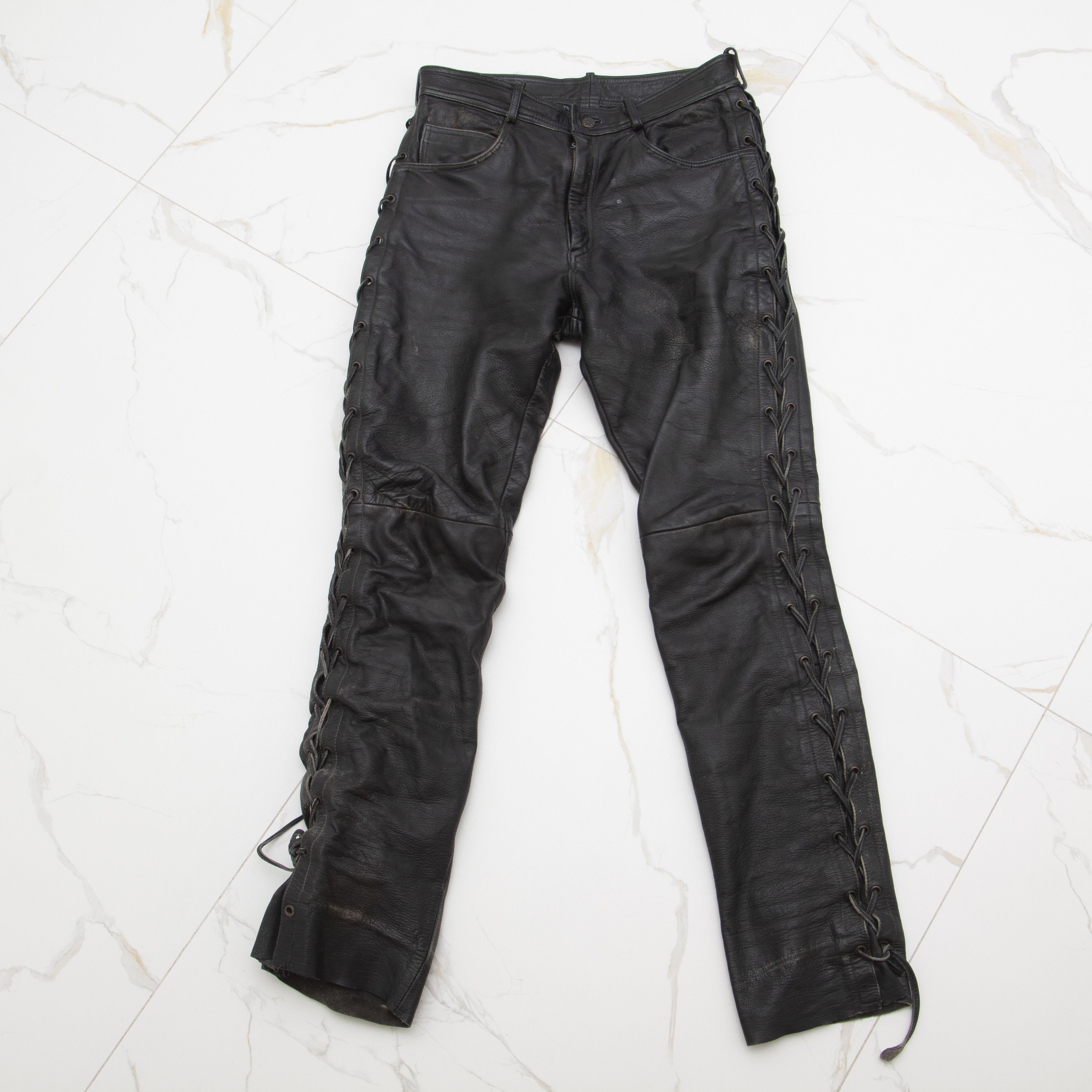 Leather × Vintage Vintage Leather Bondage Cowboy Pants Moto Trousers Y2K Size US 32 / EU 48 - 1 Thumbnail