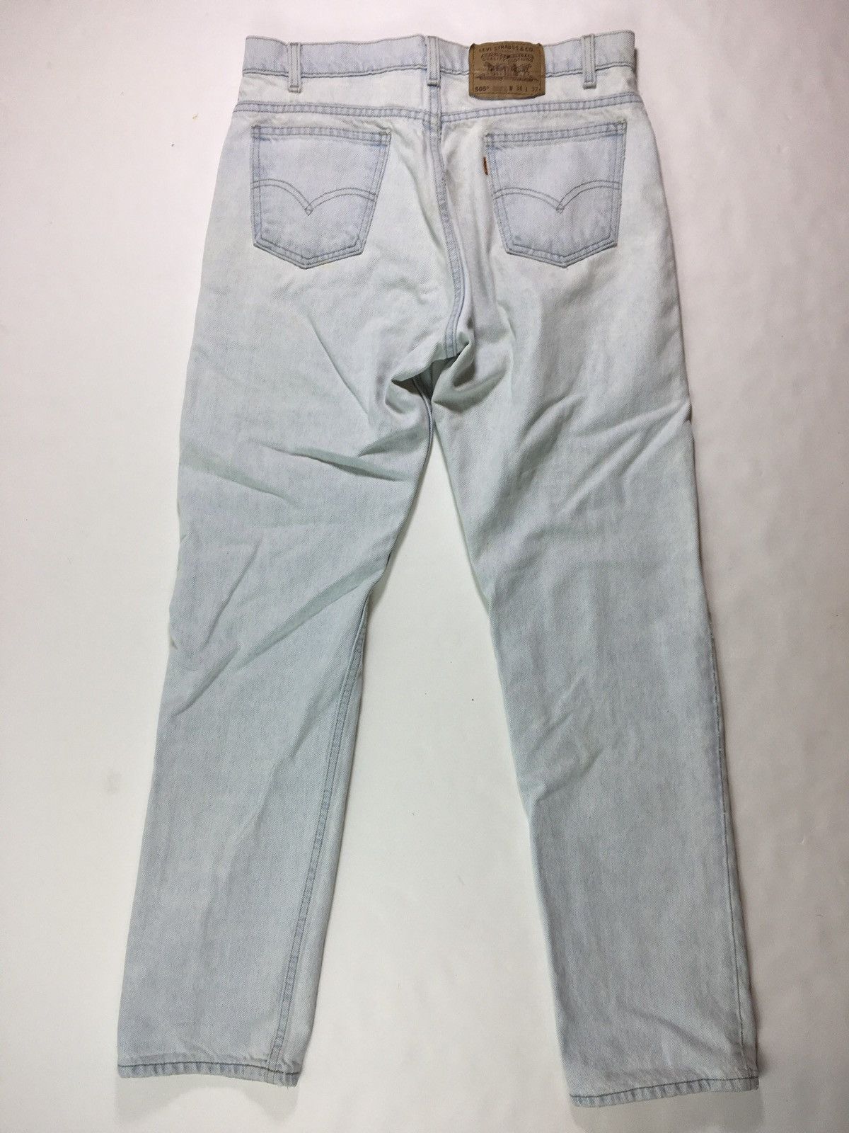 Levi's × Levi's Vintage Clothing × Vintage Vintage 80s Levis 505 Light Wash Distressed Orange Tab Jeans Size US 33 - 7 Thumbnail