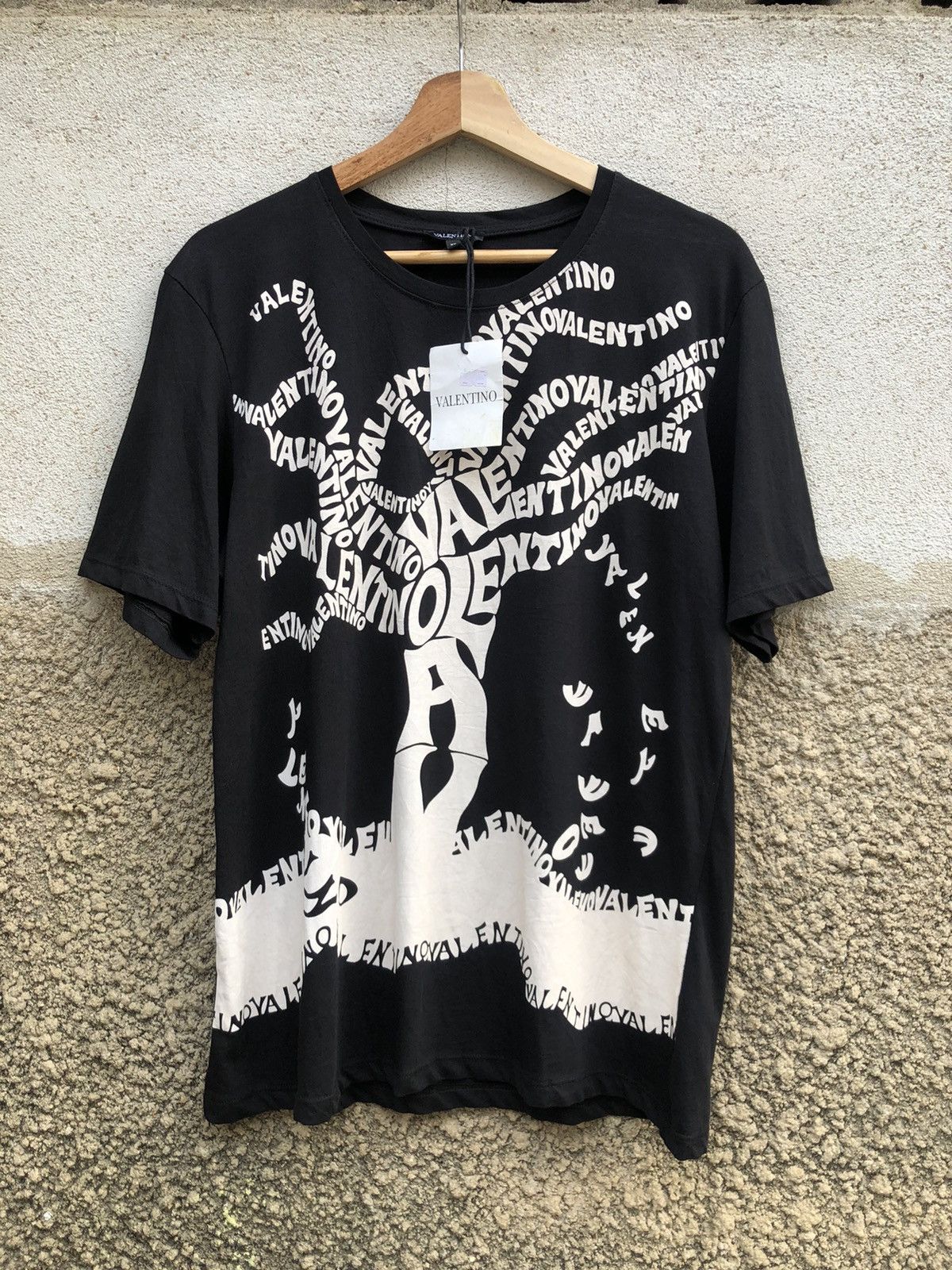 image of Italian Designers x Valentino Steal Vintage Valentino Overprint Tshirt in Black, Men's (Size Medium