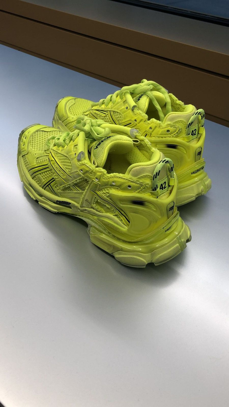 Balenciaga o1s1rm0823 Caged Mesh Runner Sneakers in Lime Size US 10 / EU 43 - 1 Thumbnail