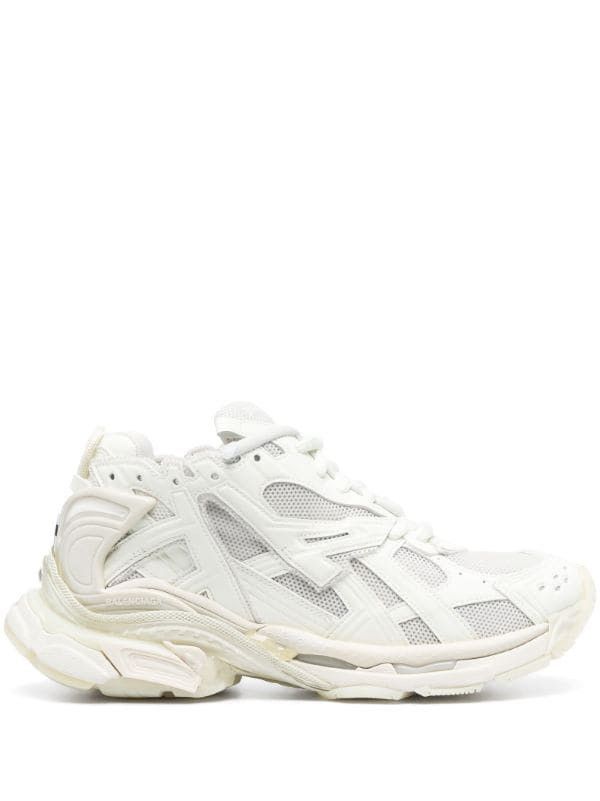 Pre-owned Balenciaga O1s1rm0823 Caged Mesh Runner Sneakers White / Glow