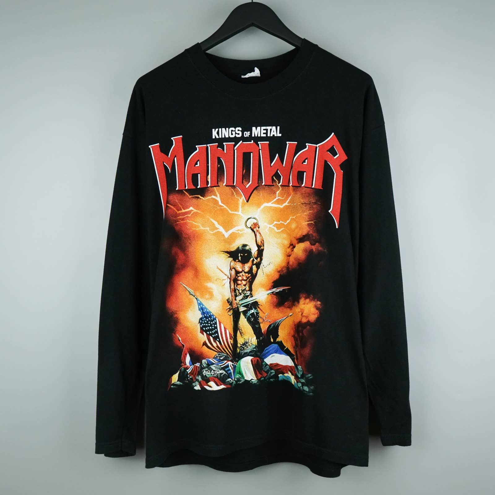 Band Tees × Vintage 1990s Manowar t-shirt Kings of Metal Size US XL / EU 56 / 4 - 1 Thumbnail