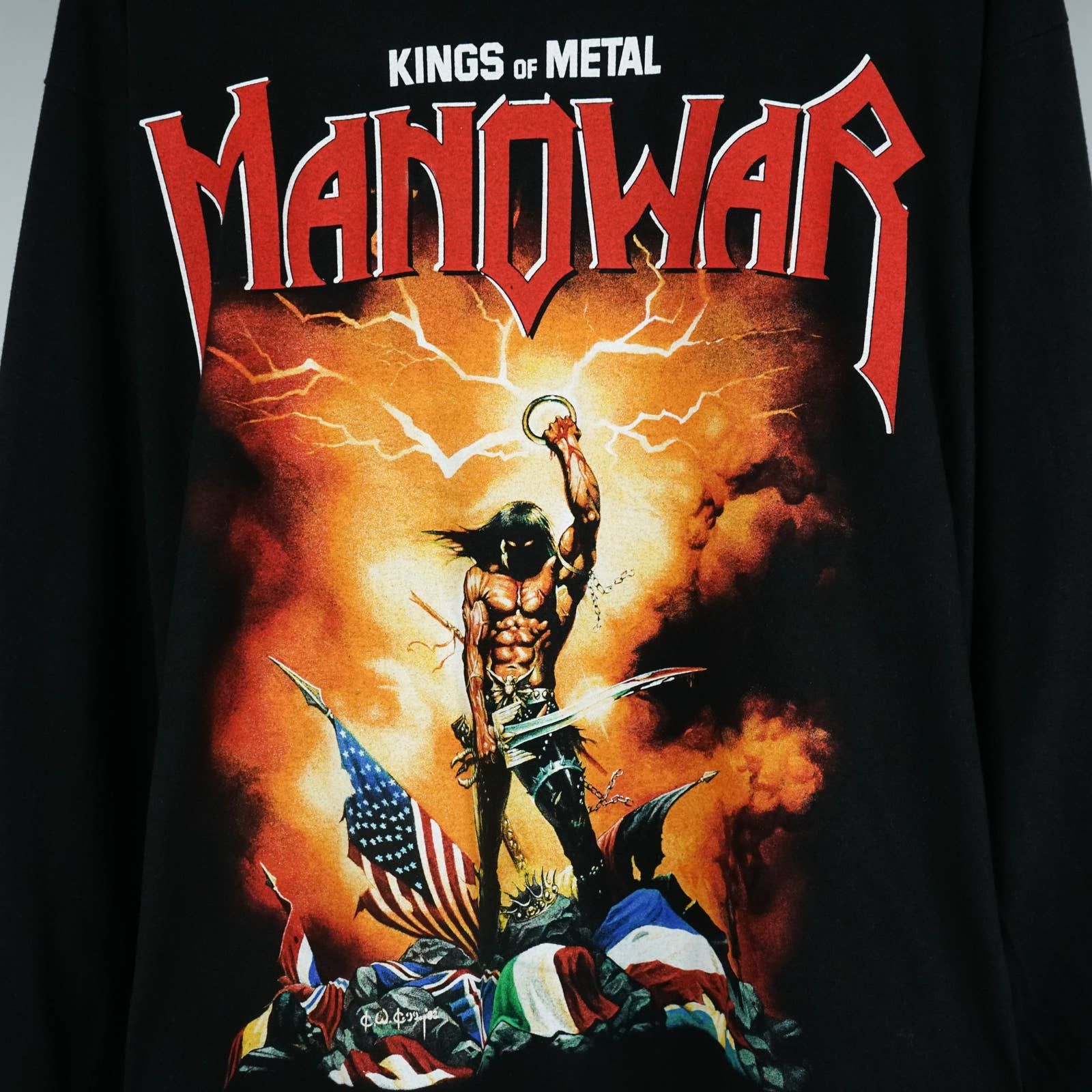 Band Tees × Vintage 1990s Manowar t-shirt Kings of Metal Size US XL / EU 56 / 4 - 2 Thumbnail