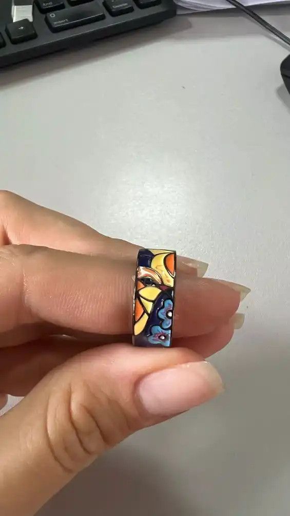 Japanese Brand Creative Handmade Spinel Bird Flower Enamel Ring Size ONE SIZE - 5 Thumbnail