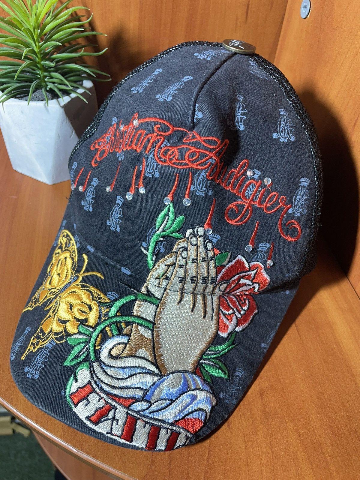 Ed Hardy × Japanese Brand Ed Hardy by Christian Audiger vintage Japanese cap Size ONE SIZE - 3 Thumbnail