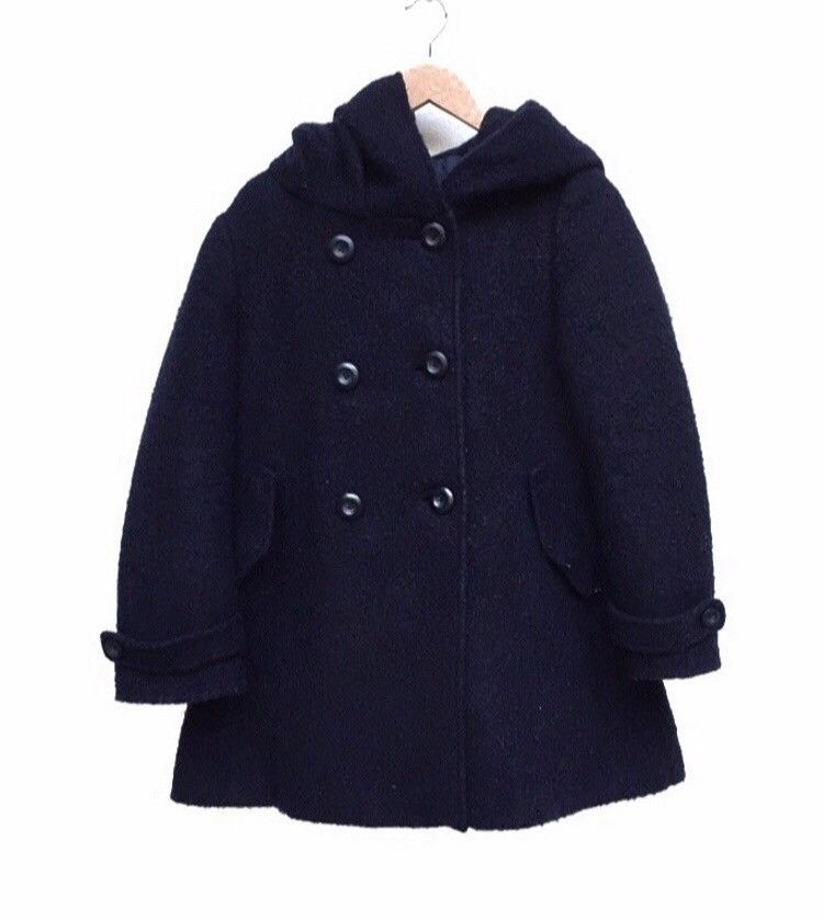 image of Ozoc Wool Nice Long Jacket With Hoodies in Dark Blue, Men's (Size Small)