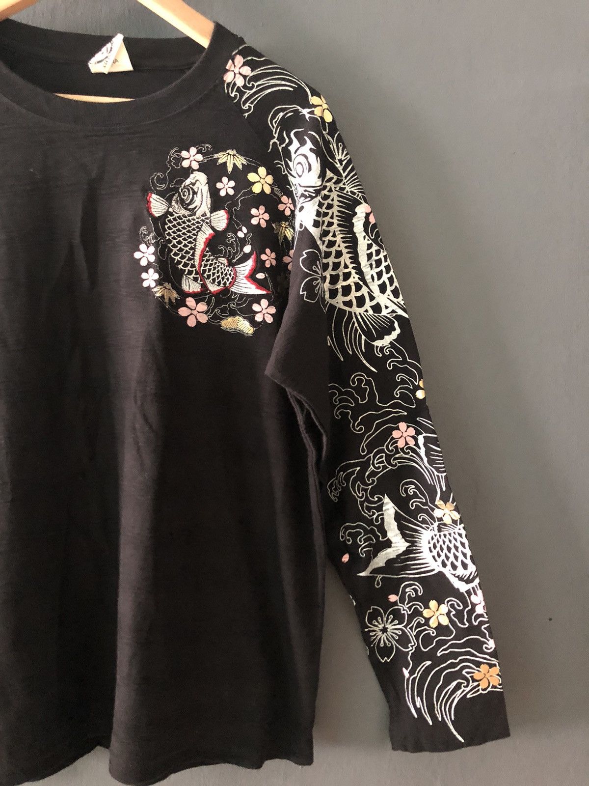 Japanese Brand CURE ALL KOI FISH EMBROIDERY YAKUZA GANG STYLE SUKAJAN SHIRT Size US L / EU 52-54 / 3 - 3 Thumbnail