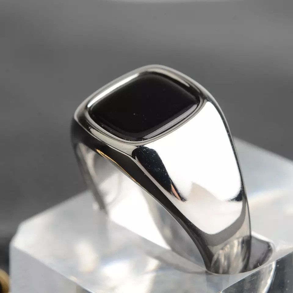Jewelry × Vintage Simple Punk Rock Smooth Signet Ring Size ONE SIZE - 1 Thumbnail