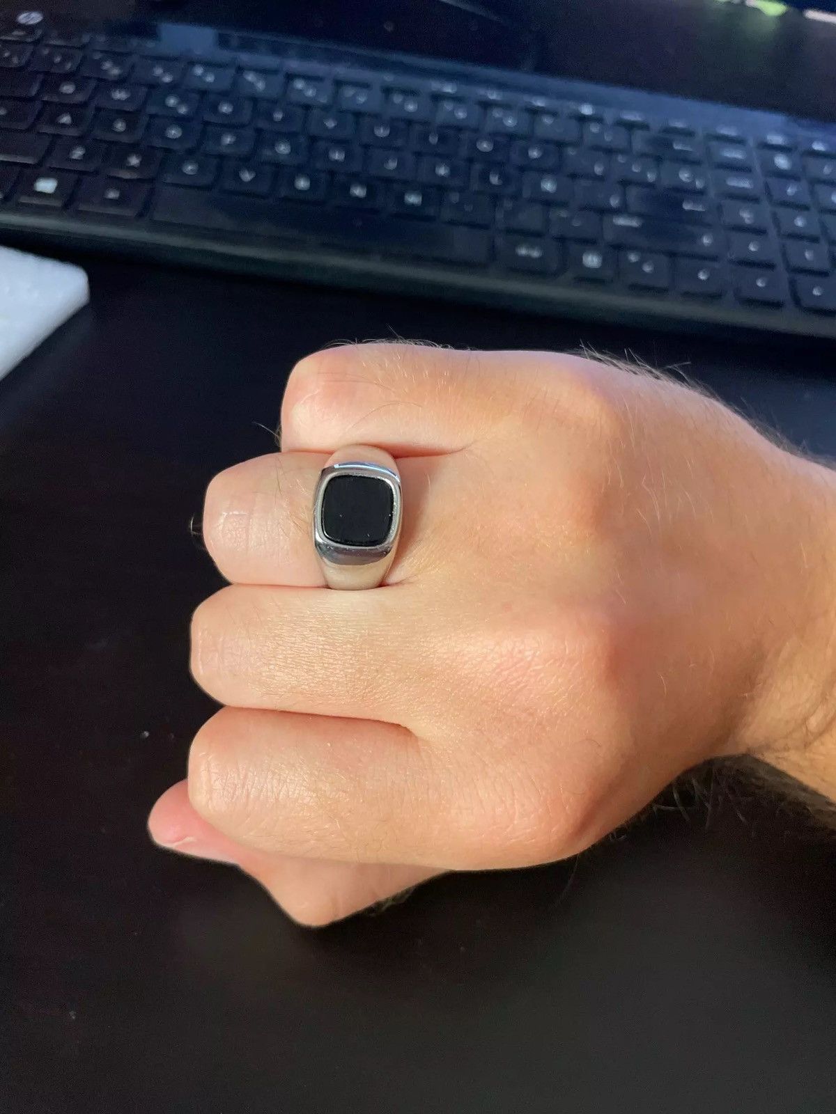Jewelry × Vintage Simple Punk Rock Smooth Signet Ring Size ONE SIZE - 3 Thumbnail