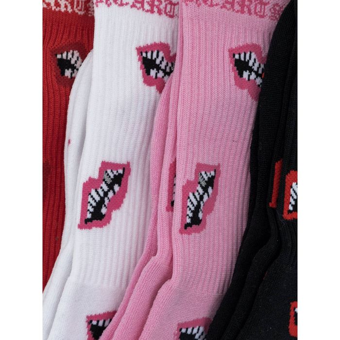 Chrome Hearts Matty Boy Chomper Socks in White / Red
