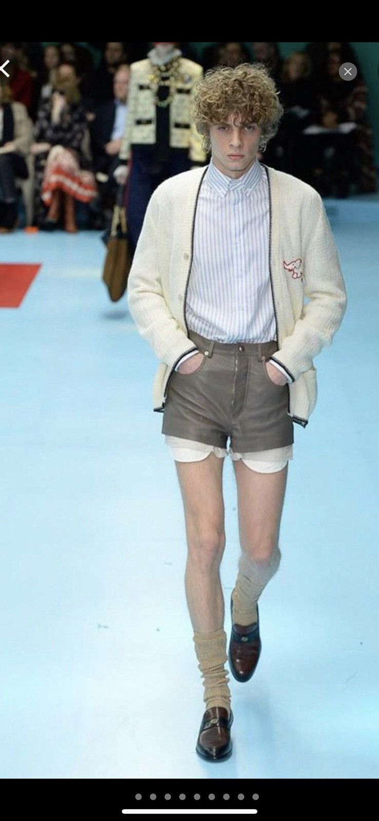 image of 2000Usd Value Gucci Runaway Lamb Leather Shorts in Beige, Men's (Size 30)