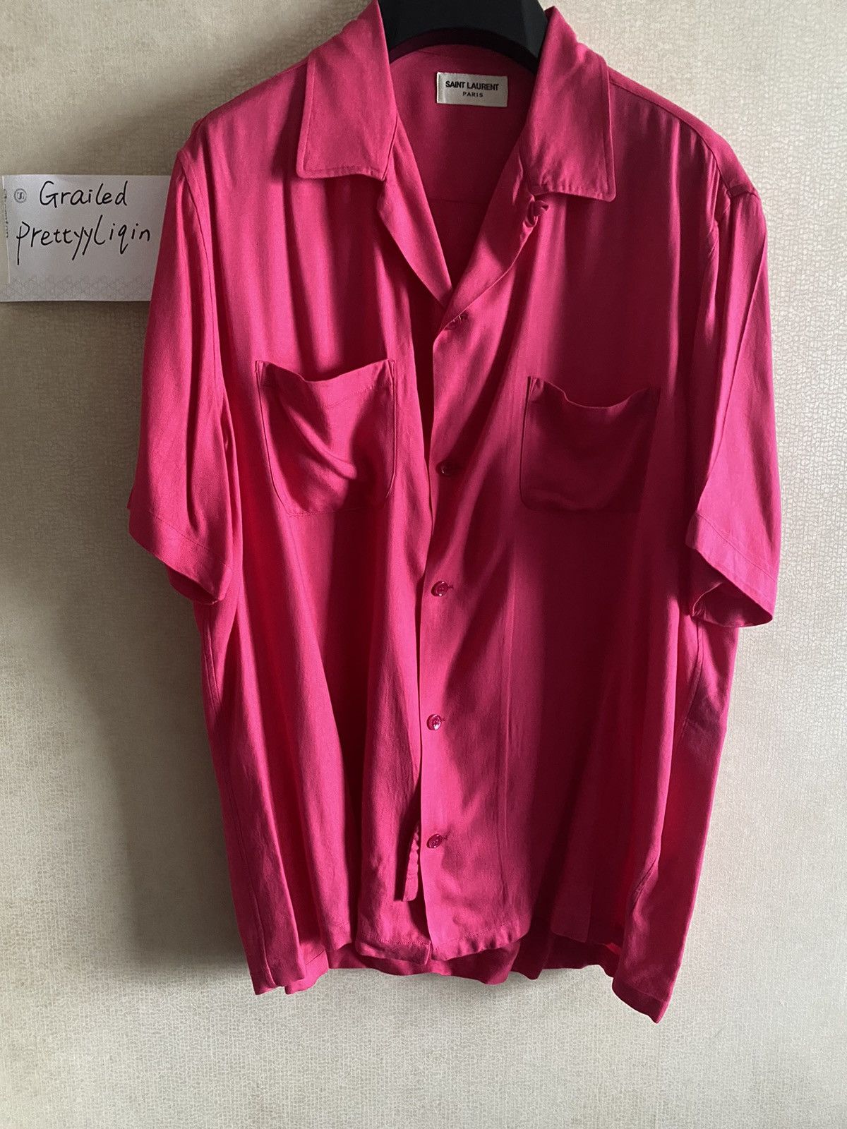 Hedi Slimane × Saint Laurent Paris SS16 pink oversized viscose shirt Size US M / EU 48-50 / 2 - 5 Thumbnail