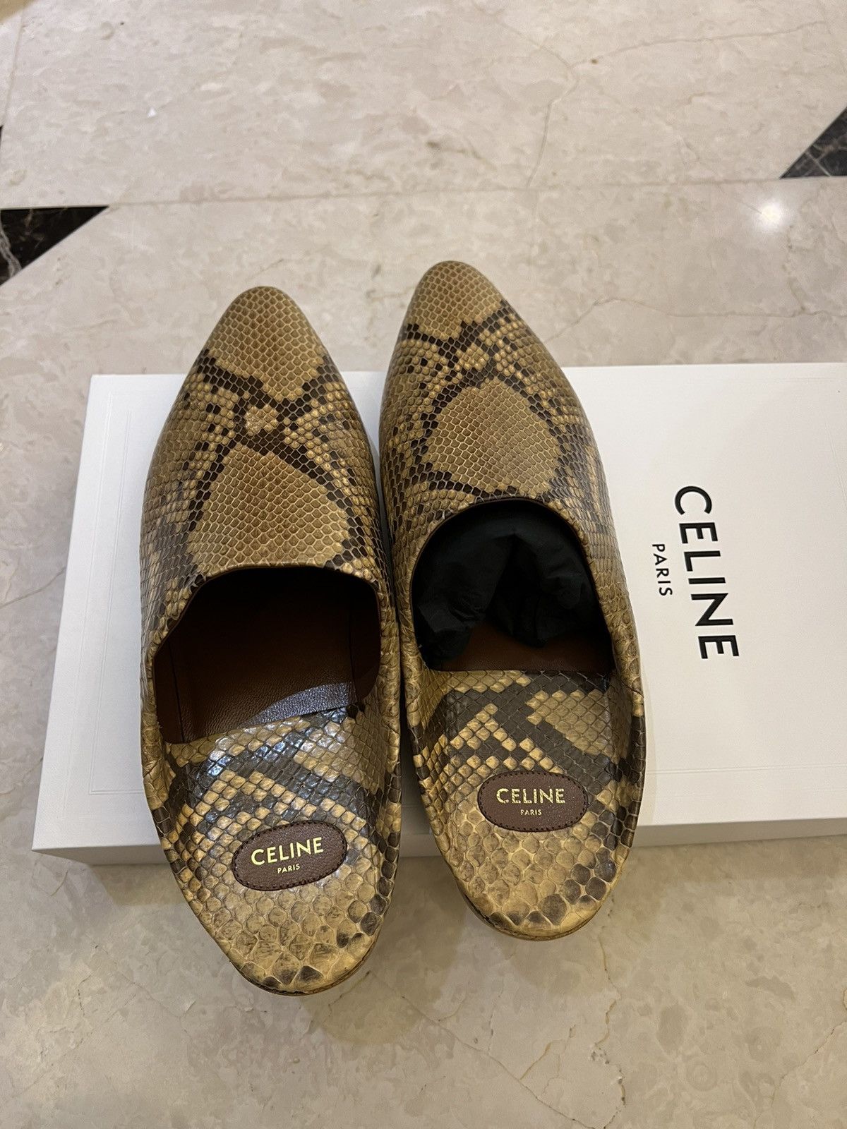 Celine × Hedi Slimane Celine jacno babouche in shiny python Size US 8 / EU 41 - 8 Thumbnail