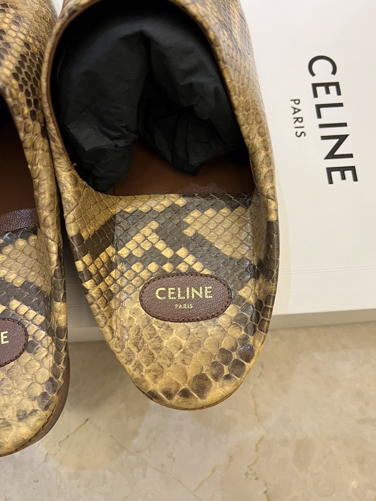 Celine × Hedi Slimane Celine jacno babouche in shiny python Size US 8 / EU 41 - 9 Thumbnail