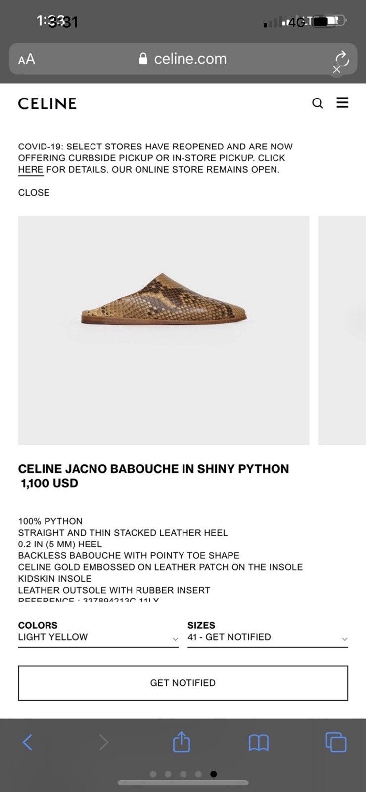 Celine × Hedi Slimane Celine jacno babouche in shiny python Size US 8 / EU 41 - 1 Thumbnail