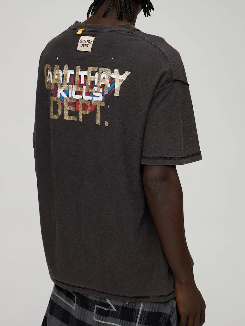 image of Gallery Dept Fw'21 T-Shirt Inside-Out "art That Kills" in Washed Black, Men's (Size Medium)
